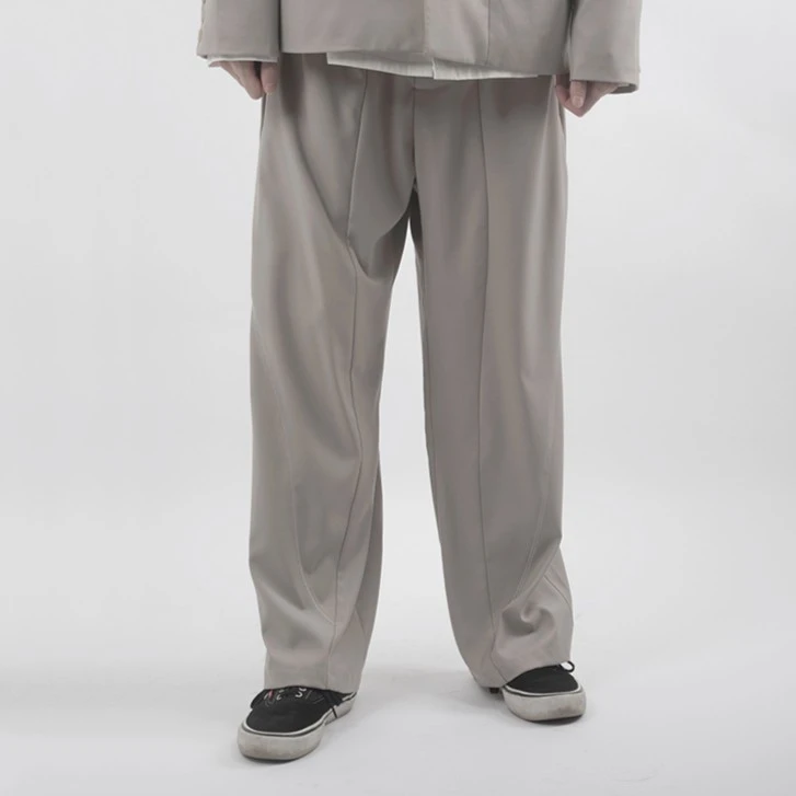 STR线上店:TEXTURED TROUSERS/结构弧度辑暗线 垂感休闲西裤