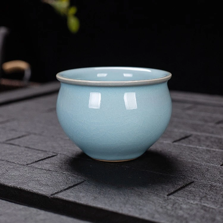 大宋名窑林心如 原矿汝窑缸杯开片可养高端茶器