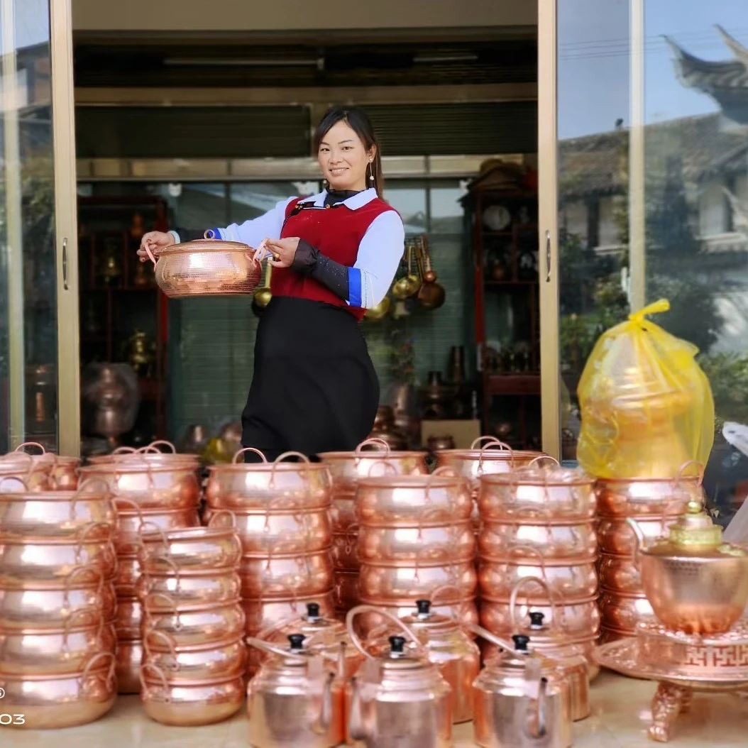 锅具纯铜纯手工铜火锅：汤锅