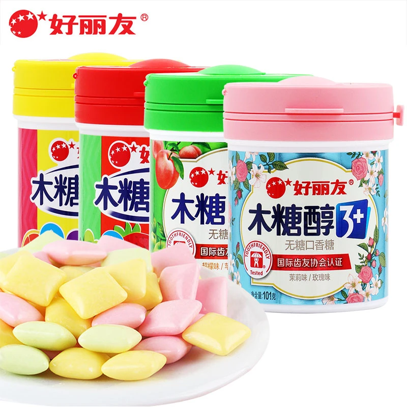 好丽友木糖醇口香糖101g新包装多种口味超值组合装无糖口香糖果