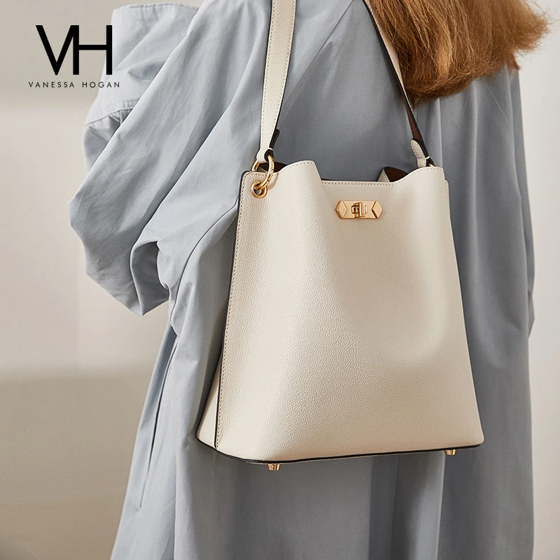 VH女包大容量轻奢多隔层牛皮单肩斜挎桶包时尚沃斯大包2010299