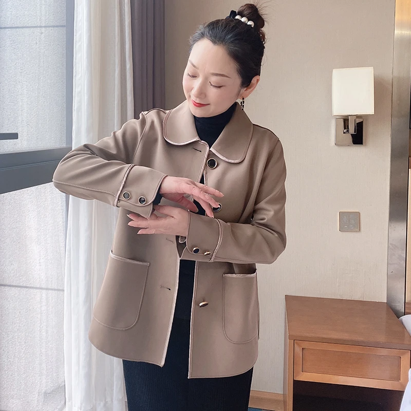 SL妈妈春秋装洋气上衣新款中年妈妈短款夹克外套中老年开衫68289