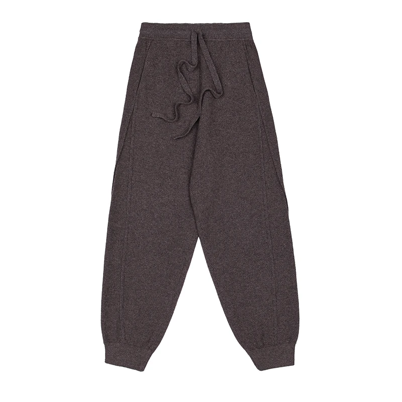 小桂花针休闲抽带羊绒卫裤 百搭