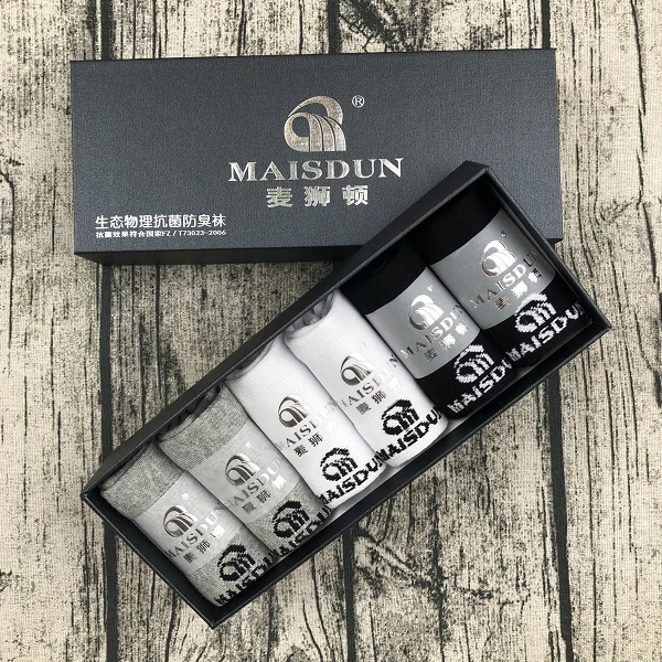 313（6双）左右脚烫底防臭男士运动棉袜短袜
