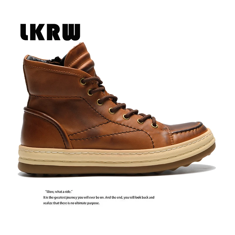 2022广州秋冬中帮时尚休闲男鞋休闲高帮马丁靴绒里高帮男鞋柔软轻