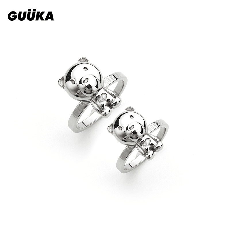 Guuka/古由卡 不锈钢戒指 嘻哈熊高级感戒指环P2670/P2671/P2674