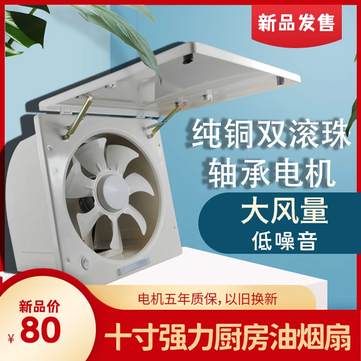 博领强力10寸大功率家用油烟排风扇抽油烟易拆卸排气扇窗式排风扇