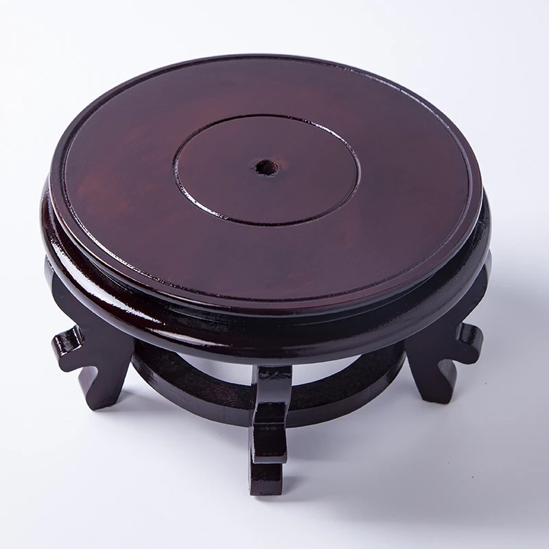 圆形花瓶酒坛花盆鱼缸底座压缩木质高脚花架实木工艺摆件底托大号