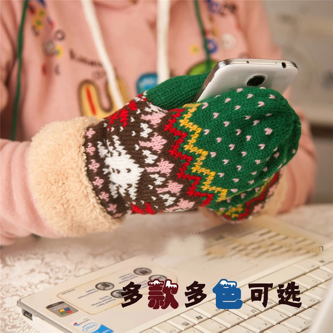 圣诞节加绒保暖手套情侣通用礼物