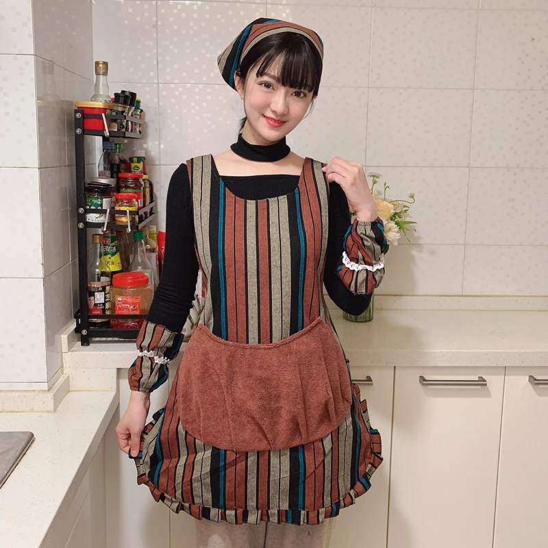 复古特色民族风围裙袖套头巾棉麻双层防水