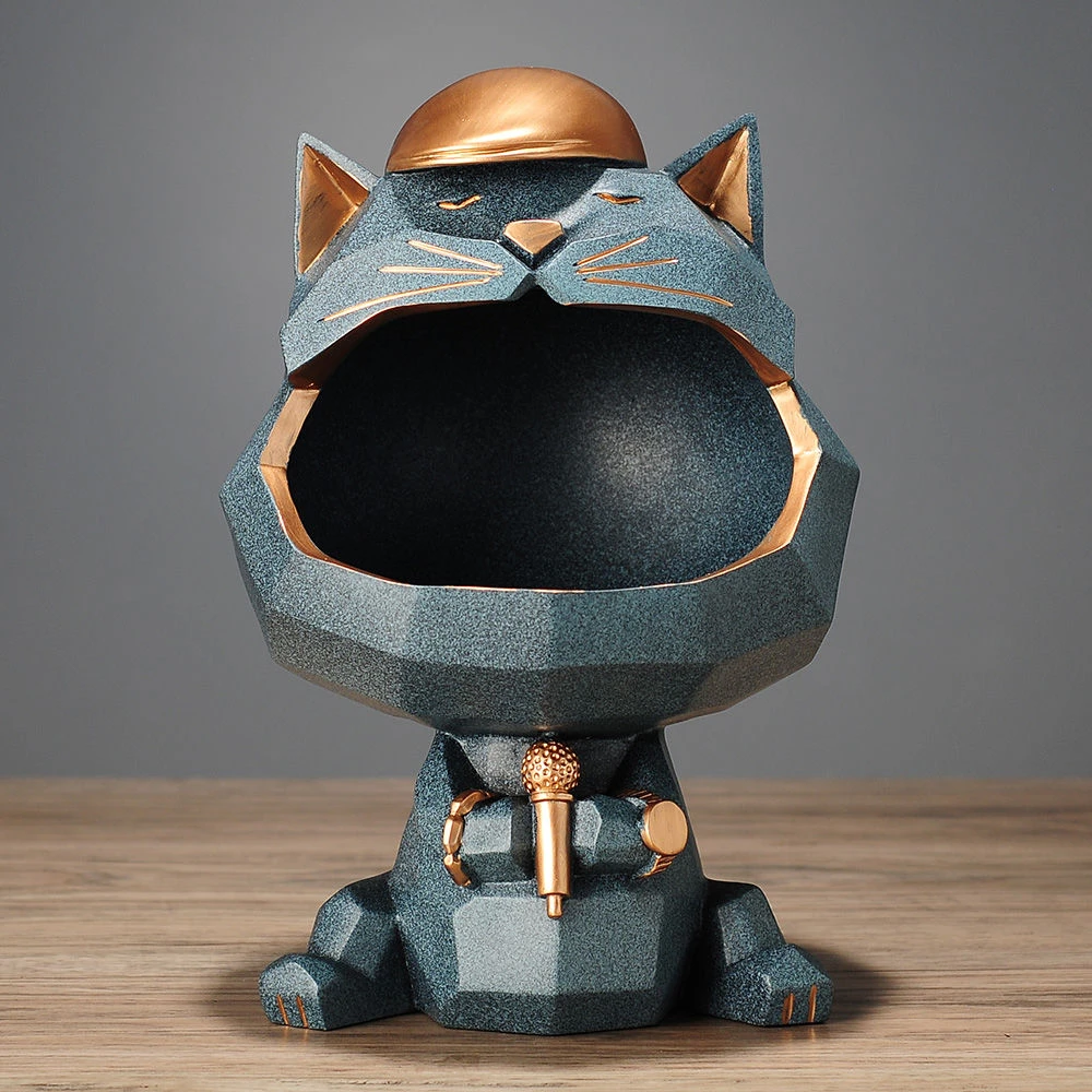 北欧猫纳福收纳房间客厅桌面创意家居饰品玄关钥匙简约多功能摆件