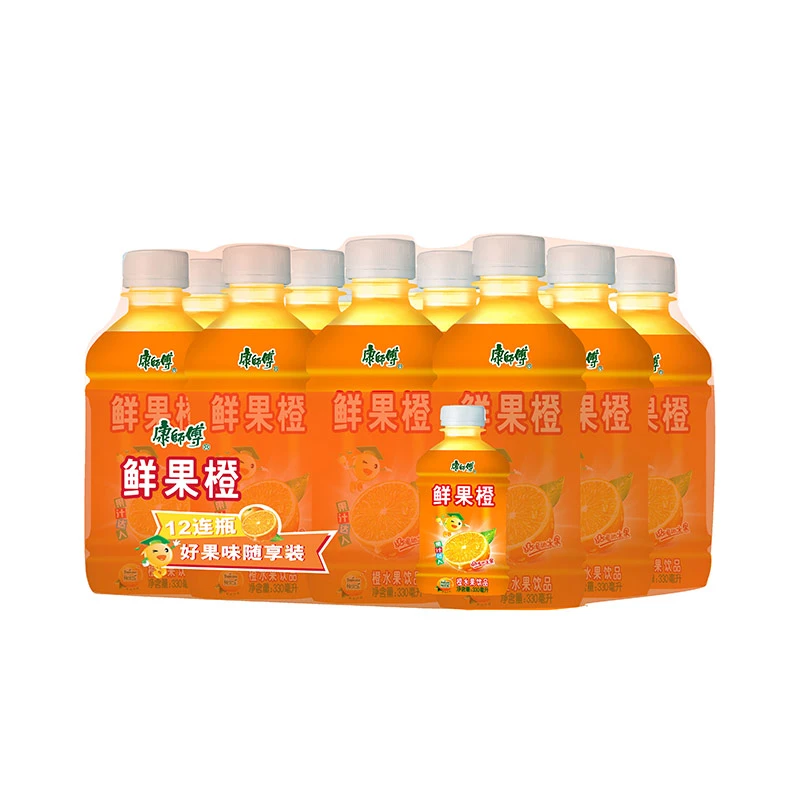 康师傅鲜果橙330ml*12瓶/整箱橙子饮料橙果汁清爽饮品清爽果味