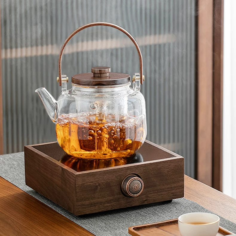 鼎牌丨胡桃木电陶炉花茶蒸茶器烧水壶黑白茶大茶炉茶具茶壶