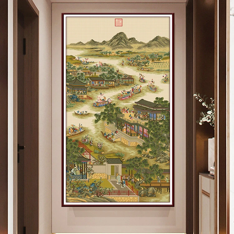 雍正十二月五月十字绣2025新款线绣风景名画客厅大气手工自己绣