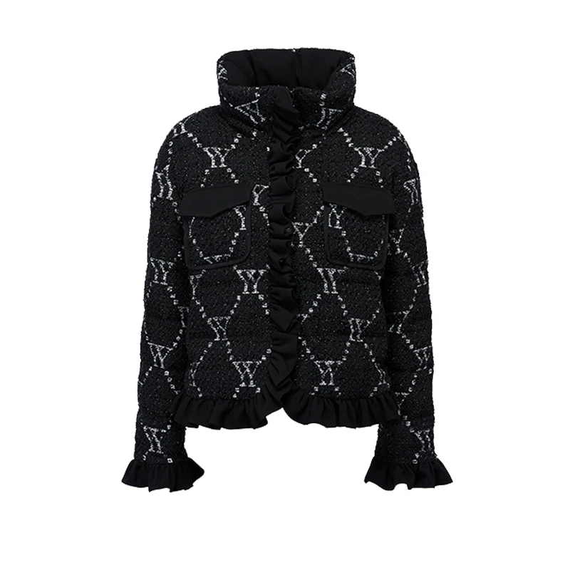 YES BY YESIR叶谦原创设计师短款黑色小香风羽绒服