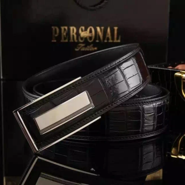 保真鳄鱼皮内穿自动3.5-3.8宽搭配高硬度钨钢自动扣男士皮带百搭