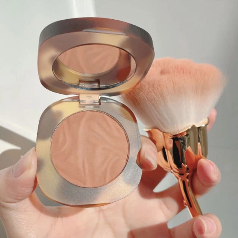 酵琥珀腮红奶杏色贝壳高光一体修容JC晒红色显白哑光新手