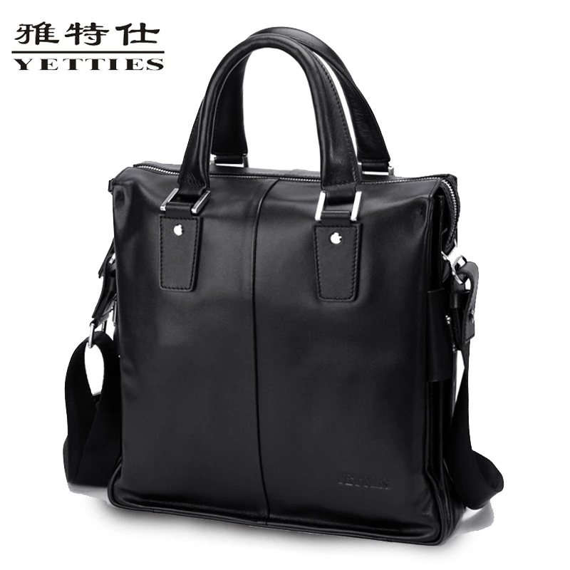 男士真皮商务手提包头层牛皮行政公文包竖款大容量单肩斜挎电脑包