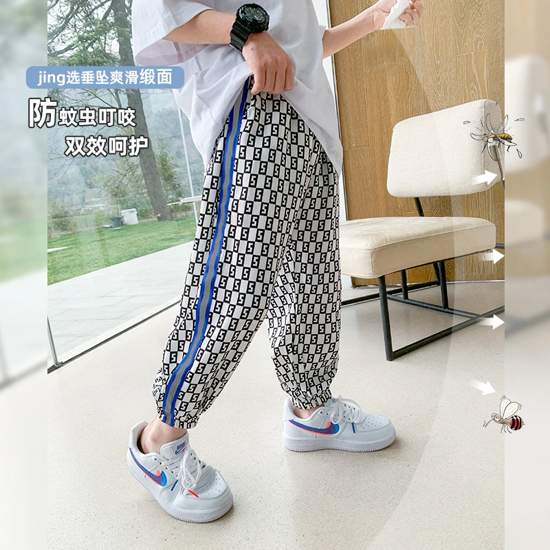 左西【特惠清货】男童裤满印长裤中大童薄款夏季宽松裤宽松XK222041