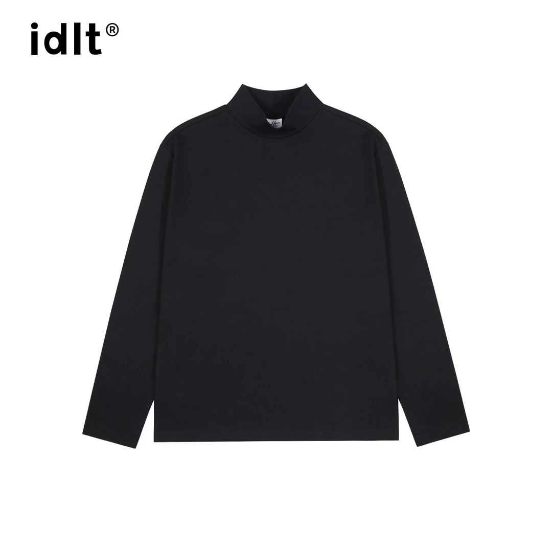 idlt 高质修身半高领立领原创黑色长袖T恤 男简约打底 潮 DT25