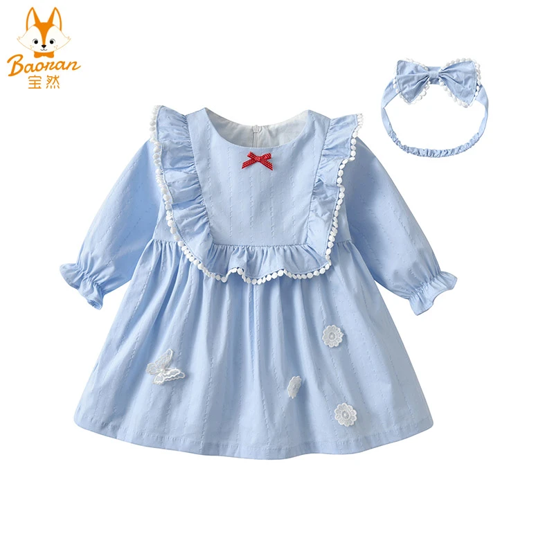 宝然女宝宝春装婴儿连衣裙蛋糕裙外出服1-5岁女童公主裙春秋6181