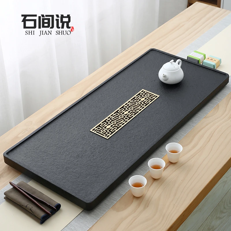 石间说天然乌金石茶盘家用泡茶高端高档茶台火烧托盘同窗茶盘