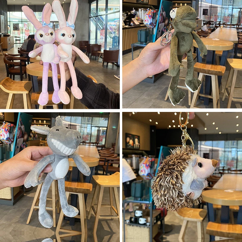 长腿青蛙公仔钥匙扣少女心恐龙汽车挂件毛绒ins猪包包挂饰小礼物