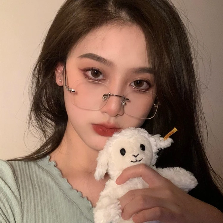 韩系无框眼镜纯欲风小红书近视女有度数眼睛伪素颜神器ins风仙女