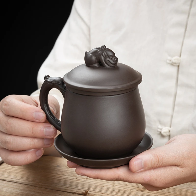紫砂泡茶杯陶瓷大容量女士带盖过滤主人杯茶杯个人专用茶杯定制