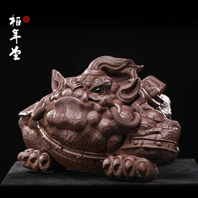 柏年溯艺【吉兽福蟾•金蟾 】紫砂雕塑吉柏年原创设计茶宠摆件收藏
