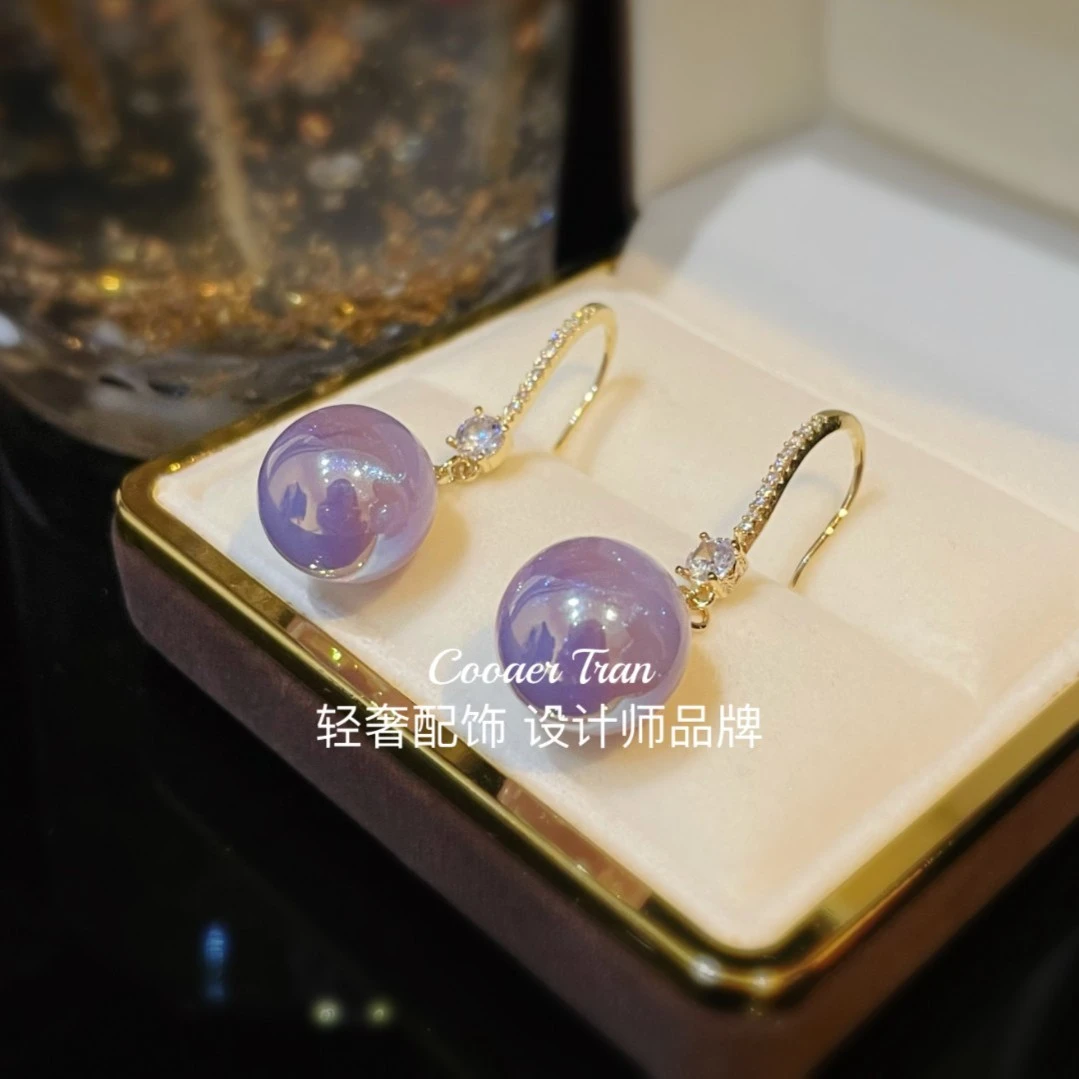 COOAER TRAN 铜合金耳饰 春季简约气质多色人鱼珠耳饰女RH6137#