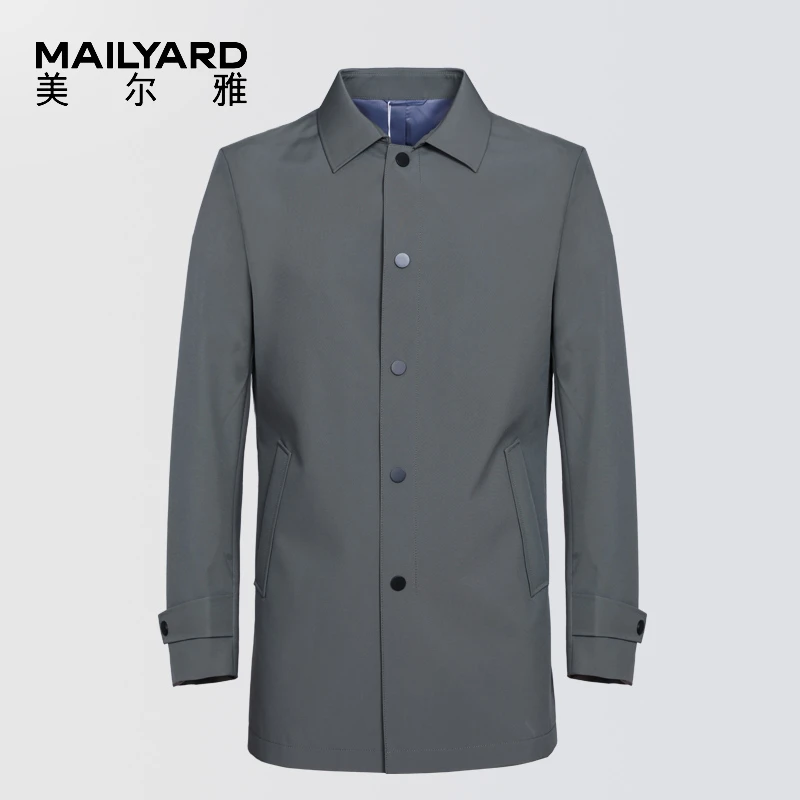 MAILYARD/美尔雅风衣 商务休闲男士中长款翻领按扣风衣外套 088