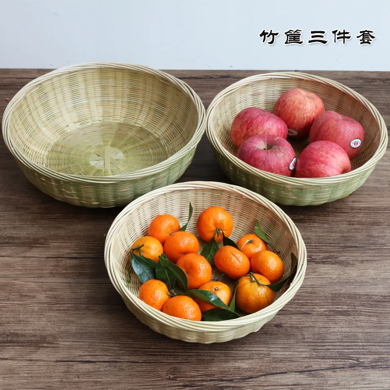 纯手工竹编水果篮果盘竹篮子家用收纳筐菜篮鸡蛋馒头筐收纳