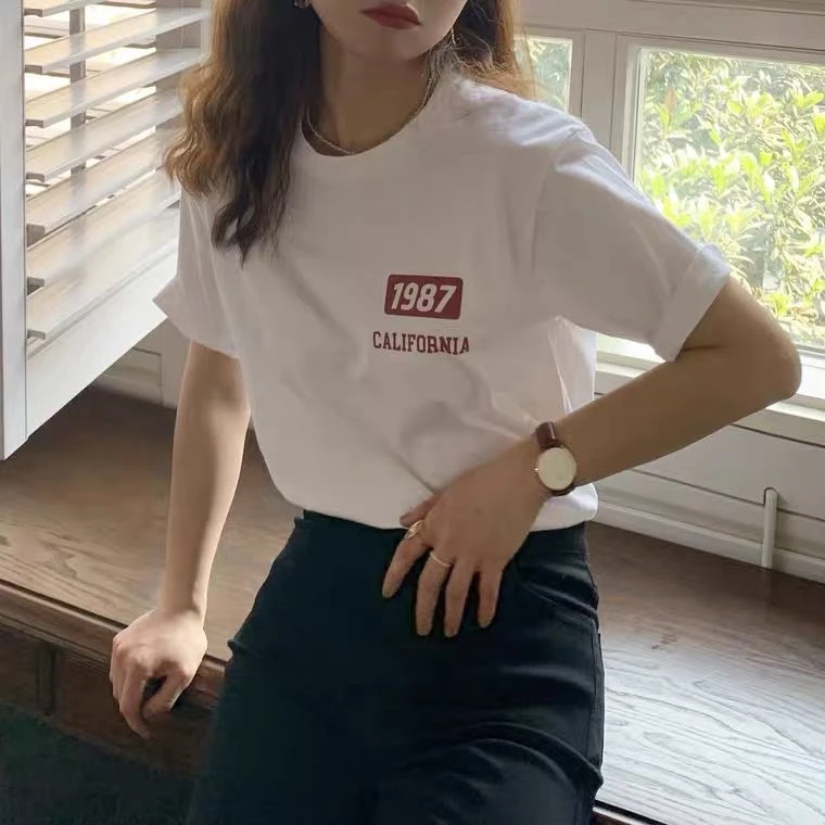 棉特工1987款百搭圆领T恤夏季热恋情侣装