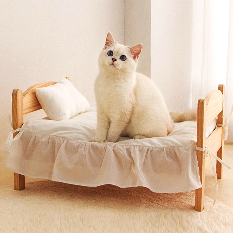 狗狗床猫咪宠物床实木离地冬季保暖沙发木制公主狗窝小型家具床品