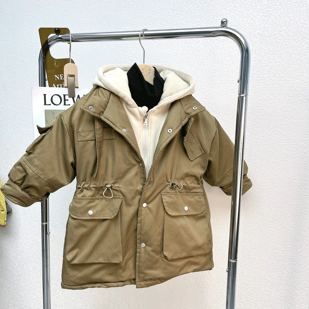 【清仓】假两件连帽抽绳派克服防寒外套8500