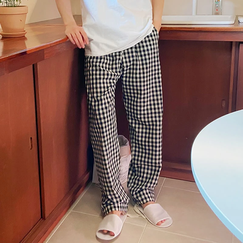 格子裤男夏款潮牌潮流束脚夏季男士黑白格休闲裤宽松裤子阔腿裤男