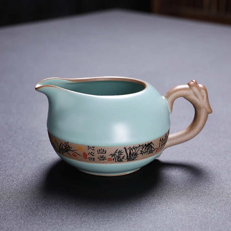 仁坤汝窑公道杯陶瓷匀杯功夫茶具分茶器匀茶公杯禅意公道杯分茶杯