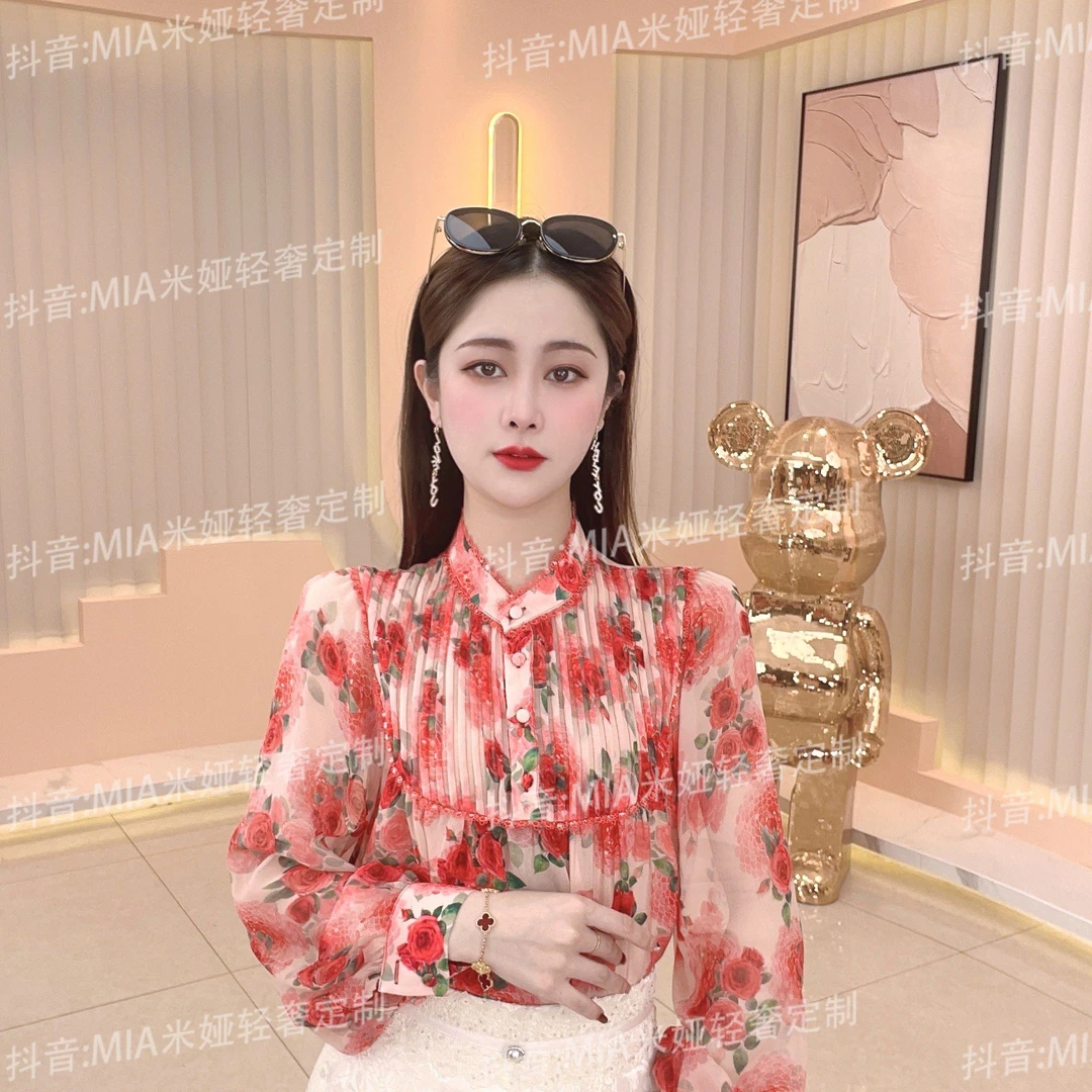 【MIA米娅】2025春季爆款小衫洋气衬衣时尚显瘦减龄碎花衬衫 DY701