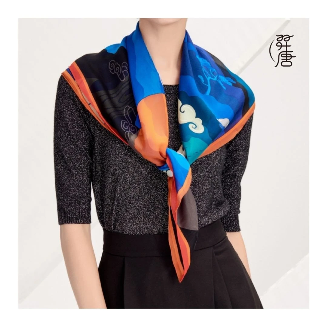 羿唐原创红点获奖系列夏季薄款雪纺典雅高贵丝巾长巾-江南