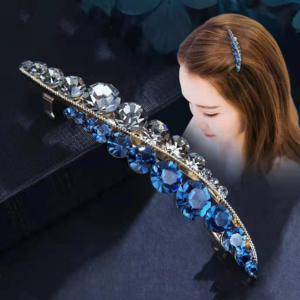 锌合金合成锆石发饰 发马尾顶夹刘海夹百搭一字夹奥钻优雅小顶夹