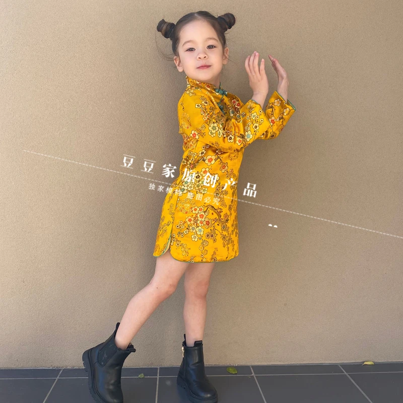 儿童春秋旗袍裙2022新品民族风唐装女童礼服宝宝旗袍连衣裙汉服潮