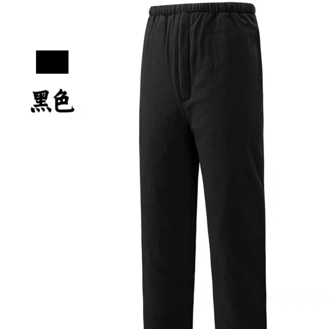 中老年棉裤男加厚保暖棉麻宽松外穿高腰手工休闲裤冬季爸爸装中式