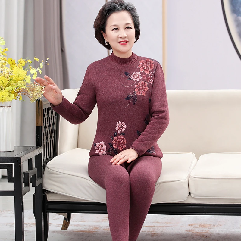 中老年人女装妈妈套装老人冬装奶奶装保暖衣服两件套装老年人衣服