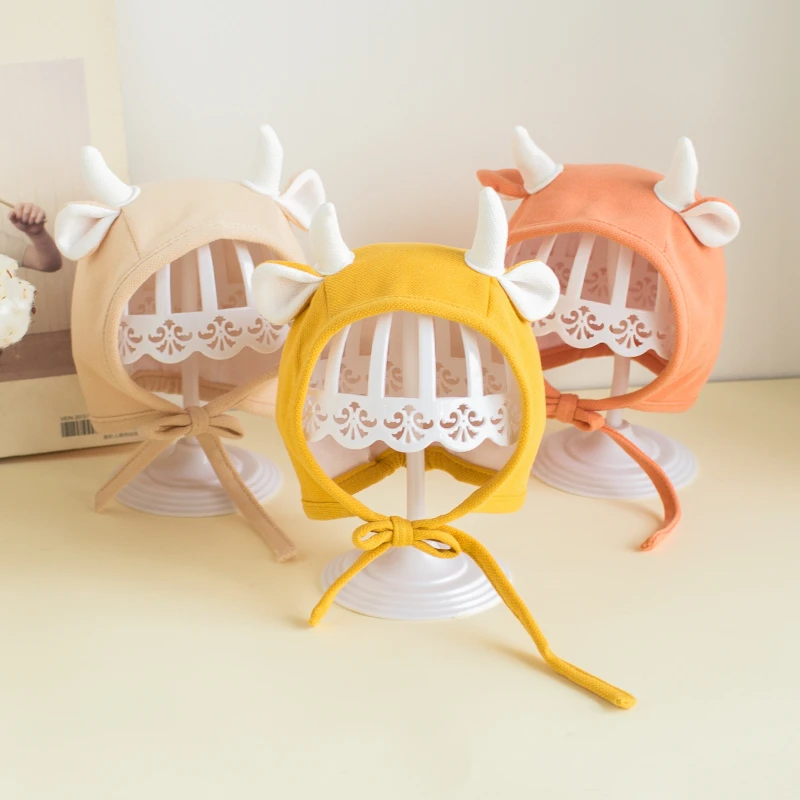 【清仓】秋冬新品3-15个月新生儿宝宝帽子可爱牛牛帽棉胎帽儿童帽