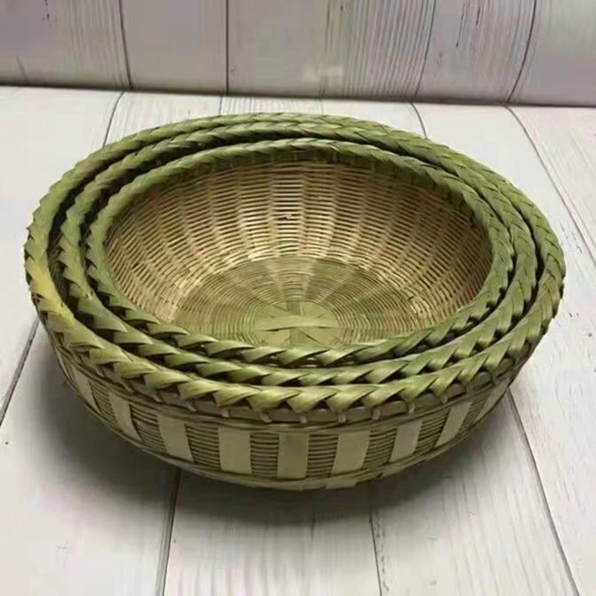 手工竹编干果盘水果篮竹篓竹筐收纳筐茶点盘创意篮子竹编竹编制品