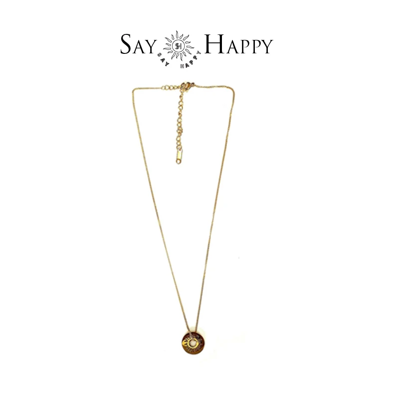 铜合金项链 SAY HAPPY  HAPPY SUNDAY 刻字吊坠款