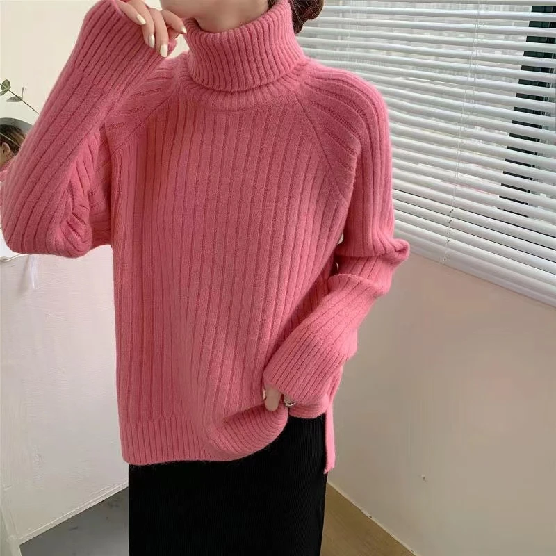 万九儿万九儿服饰秋冬新款高领宽松慵懒风加厚毛衣6045