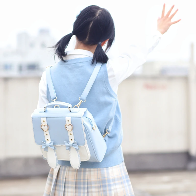 奶茶熊*原创兔堡包 3way双肩包jk包可斜挎手提洛丽塔包包学生书包