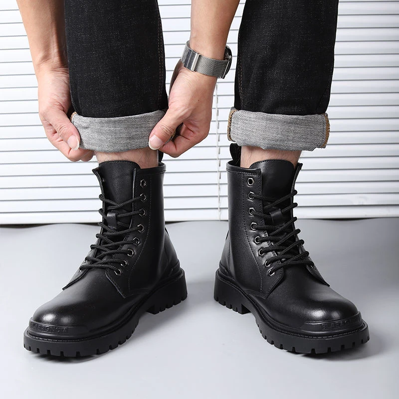 【优质牛皮】国潮高档马丁靴男款真皮2025新款高帮鞋男真皮靴子男